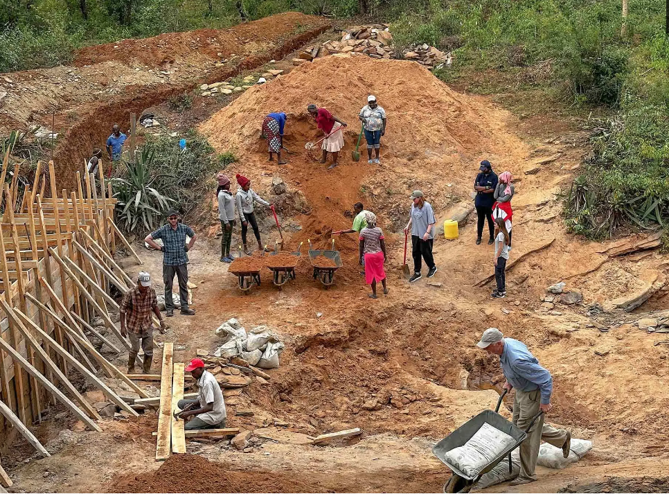 People working at construction site.