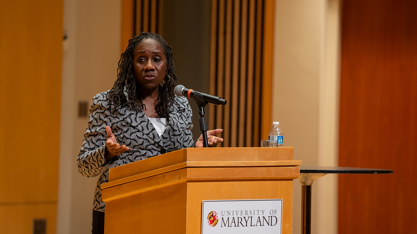 Woman speaking at podium