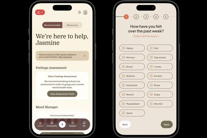 screenshots of two cell phone screens